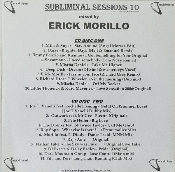 MORILLO, ERICK - SUBLIMINAL SESSIONS V10