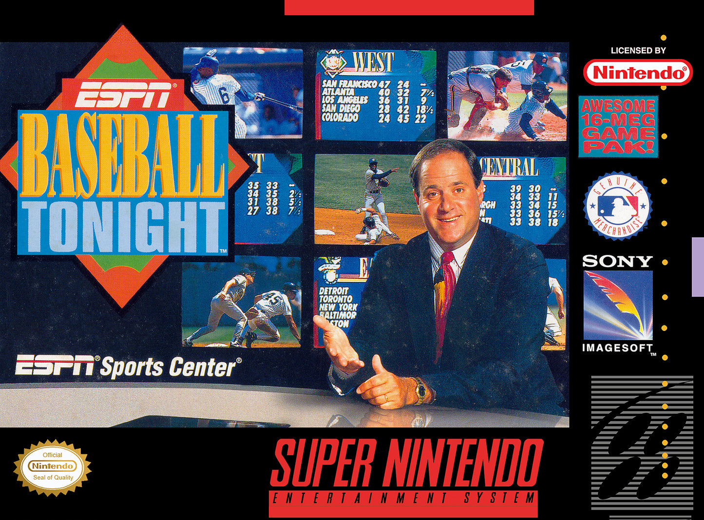 ESPN BASEBALL TONIGHT - SNES (W/BOX & MANUAL)