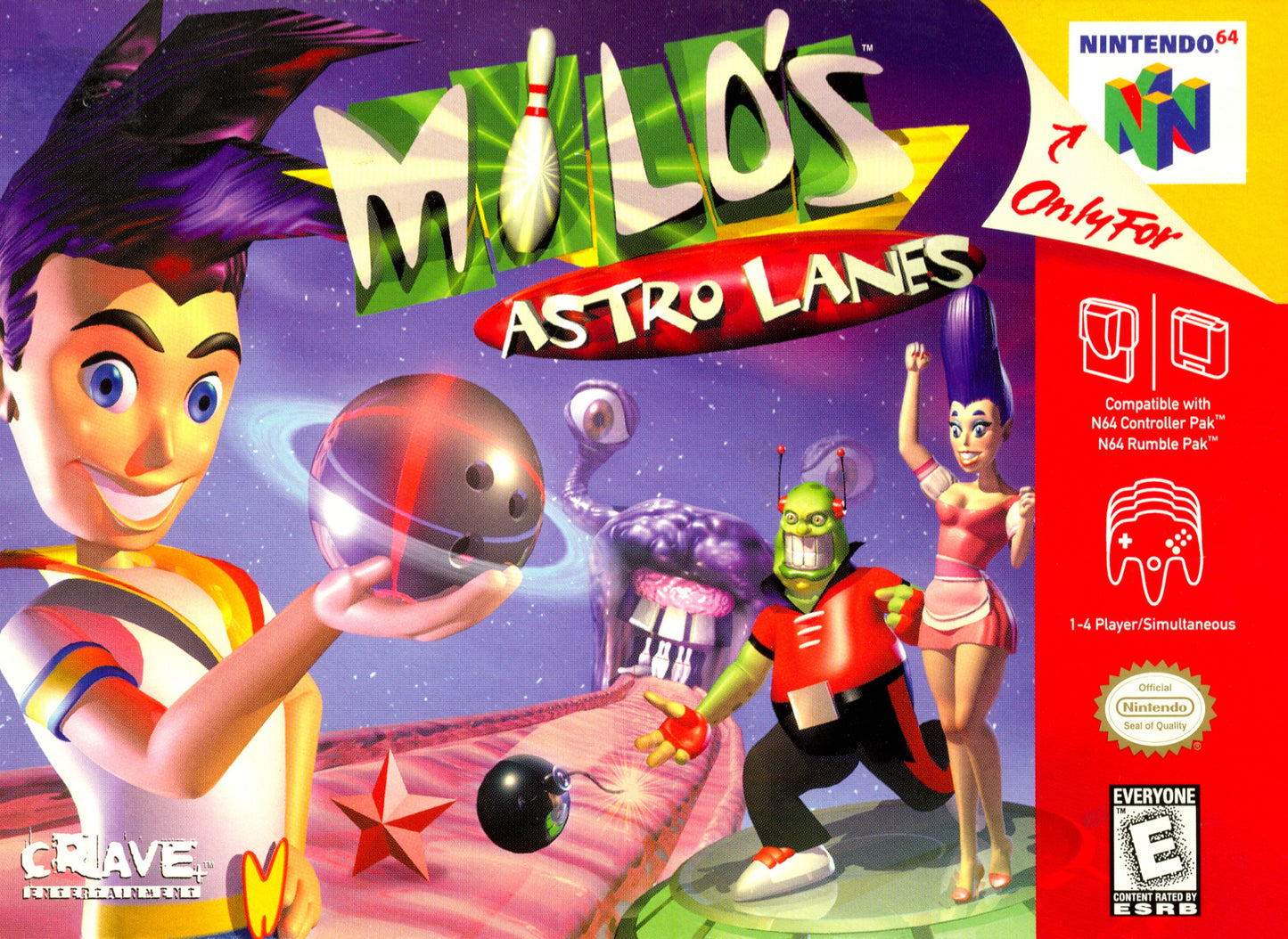 MILO'S ASTRO LANES - N64 (W/BOX & MANUAL)