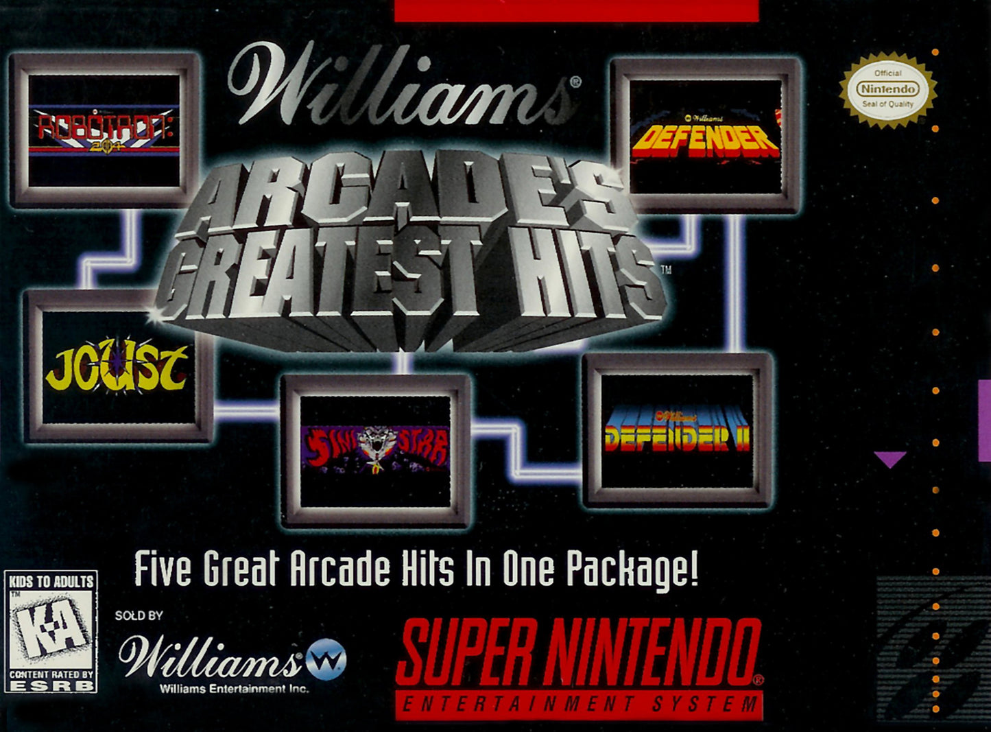 WILLIAMS ARCADE'S GREATEST HITS - SNES (W/BOX & MANUAL)