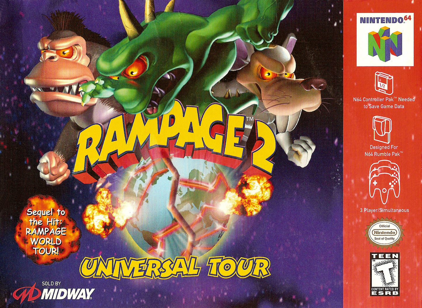 RAMPAGE 2: UNIVERSAL TOUR - N64 (W/BOX)