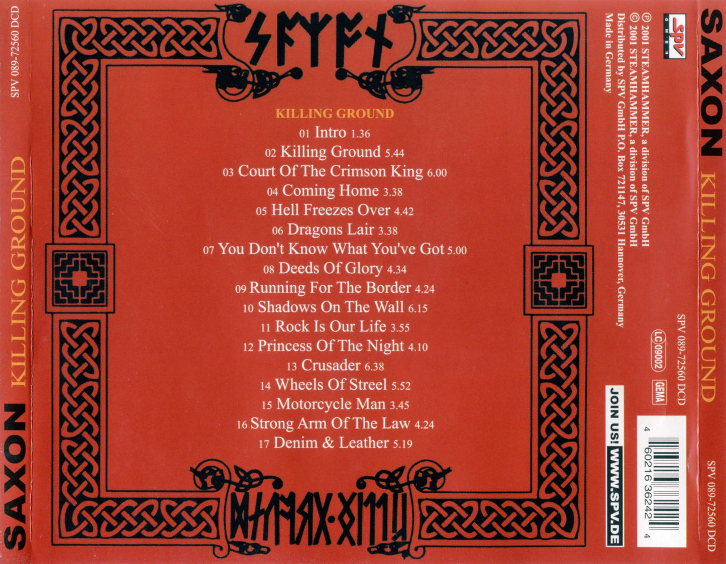 SAXON - KILLING GROUND (2CDS-10&8 TRACKS)
