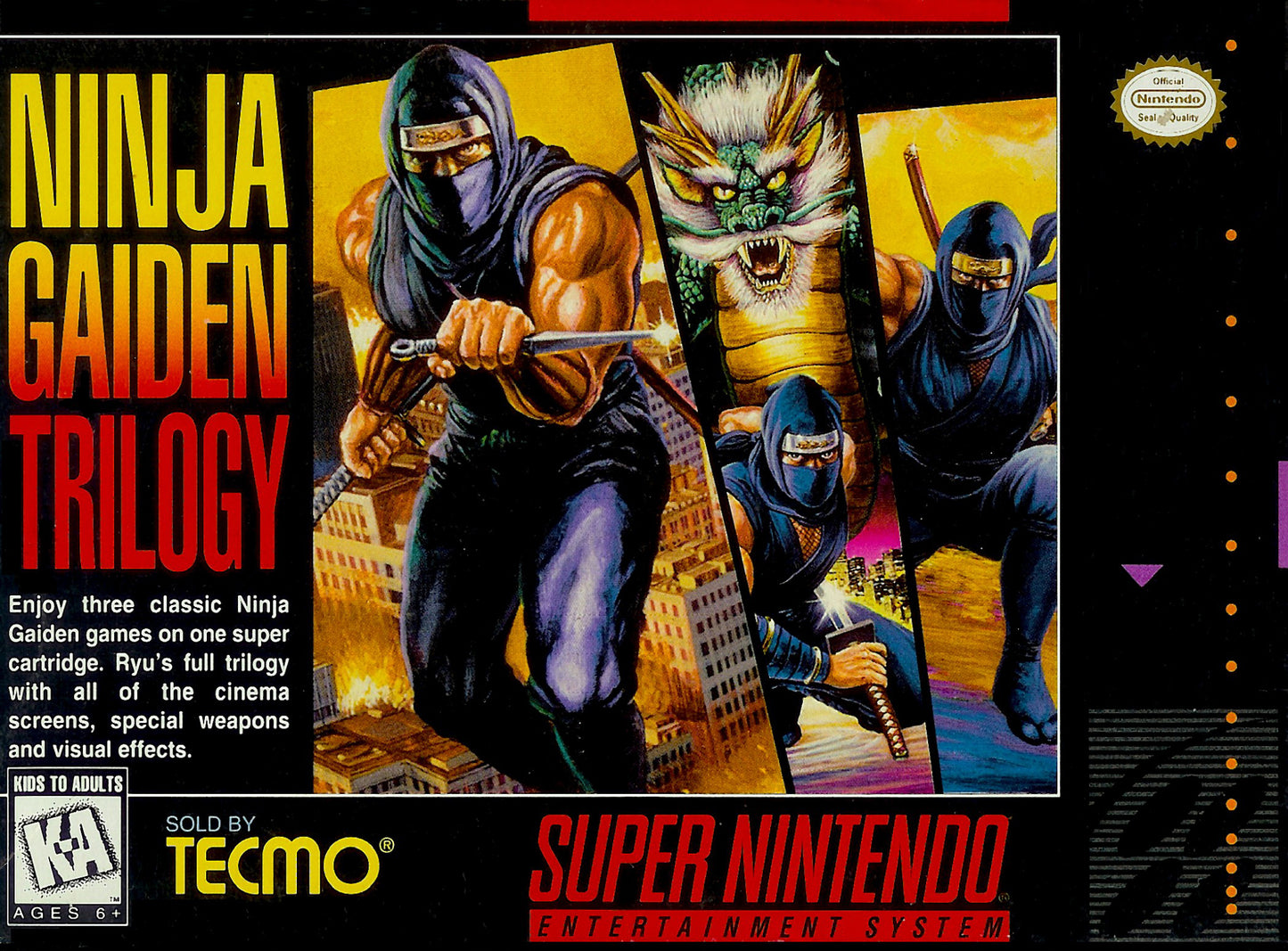 NINJA GAIDEN TRILOGY - SNES (W/BOX & MANUAL)