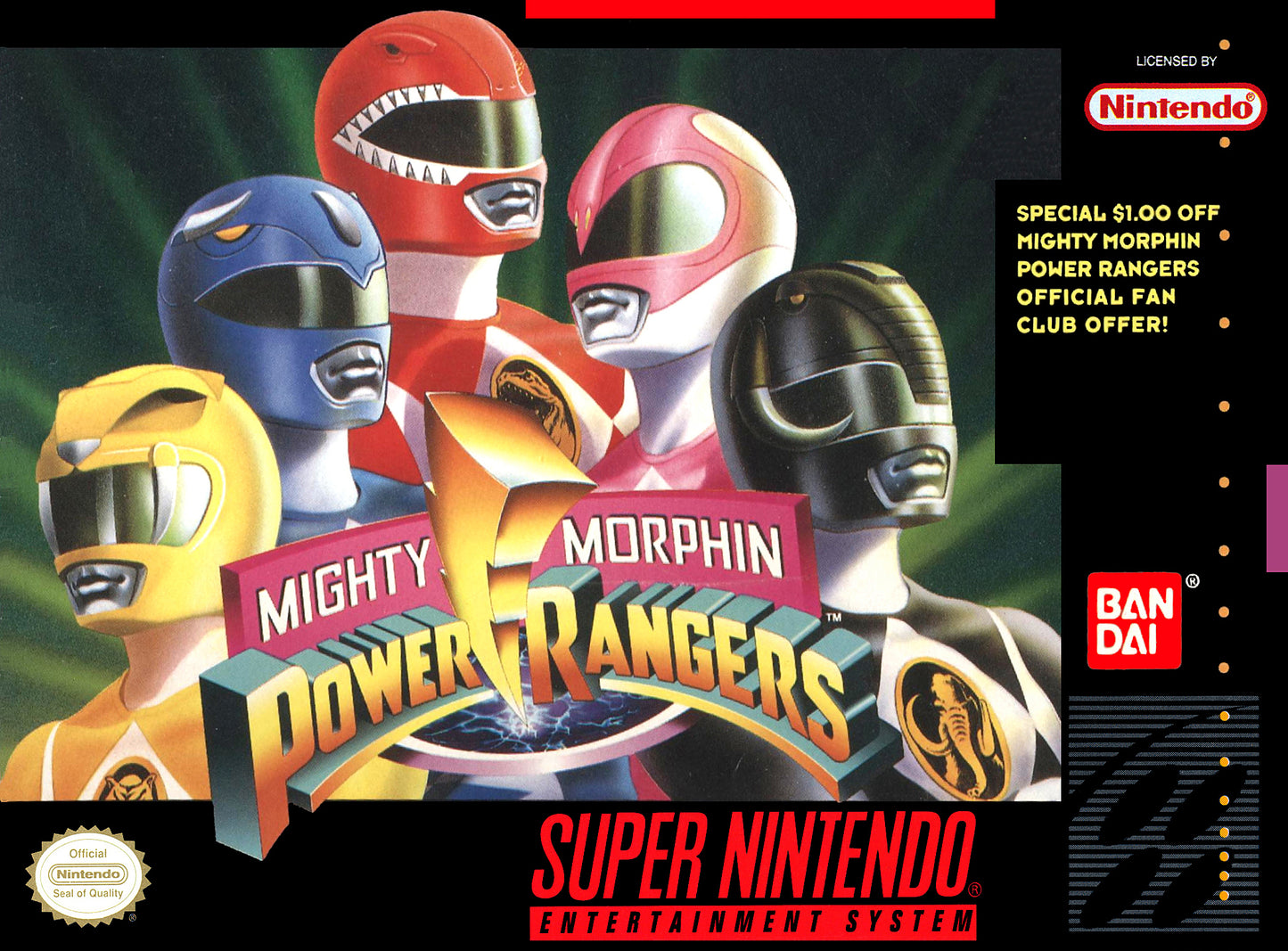 MIGHTY MORPHIN POWER RANGERS - SNES (W/BOX & MANUAL)