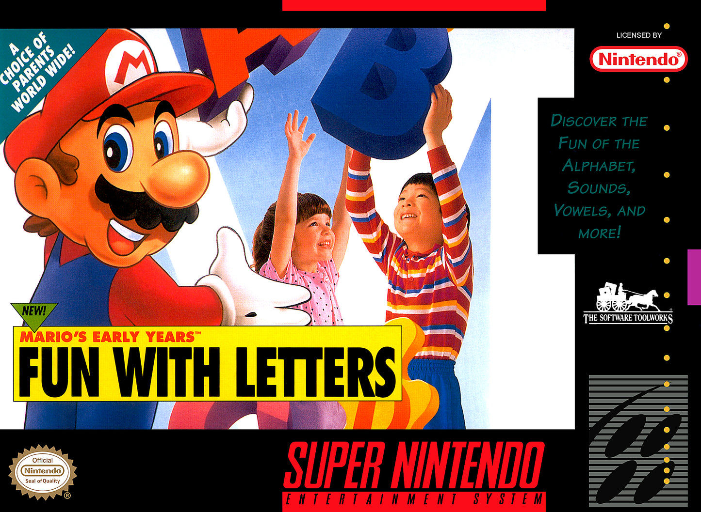 MARIO'S EARLY YEARS: FUN WITH LETTERS - SNES (W/BOX & MANUAL)
