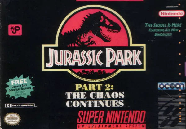 JURASSIC PARK 2: THE CHAOS CONTINUES - SNES (W/BOX & MANUAL)