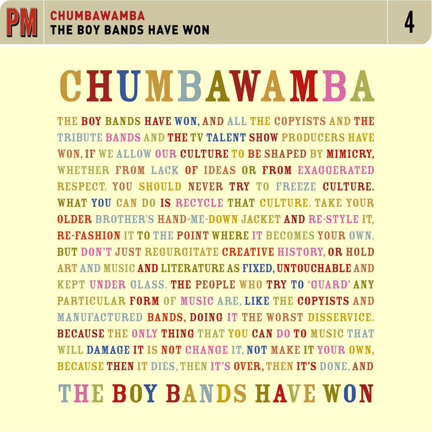 CHUMBAWAMBA - BOY BANDS HAVE WON