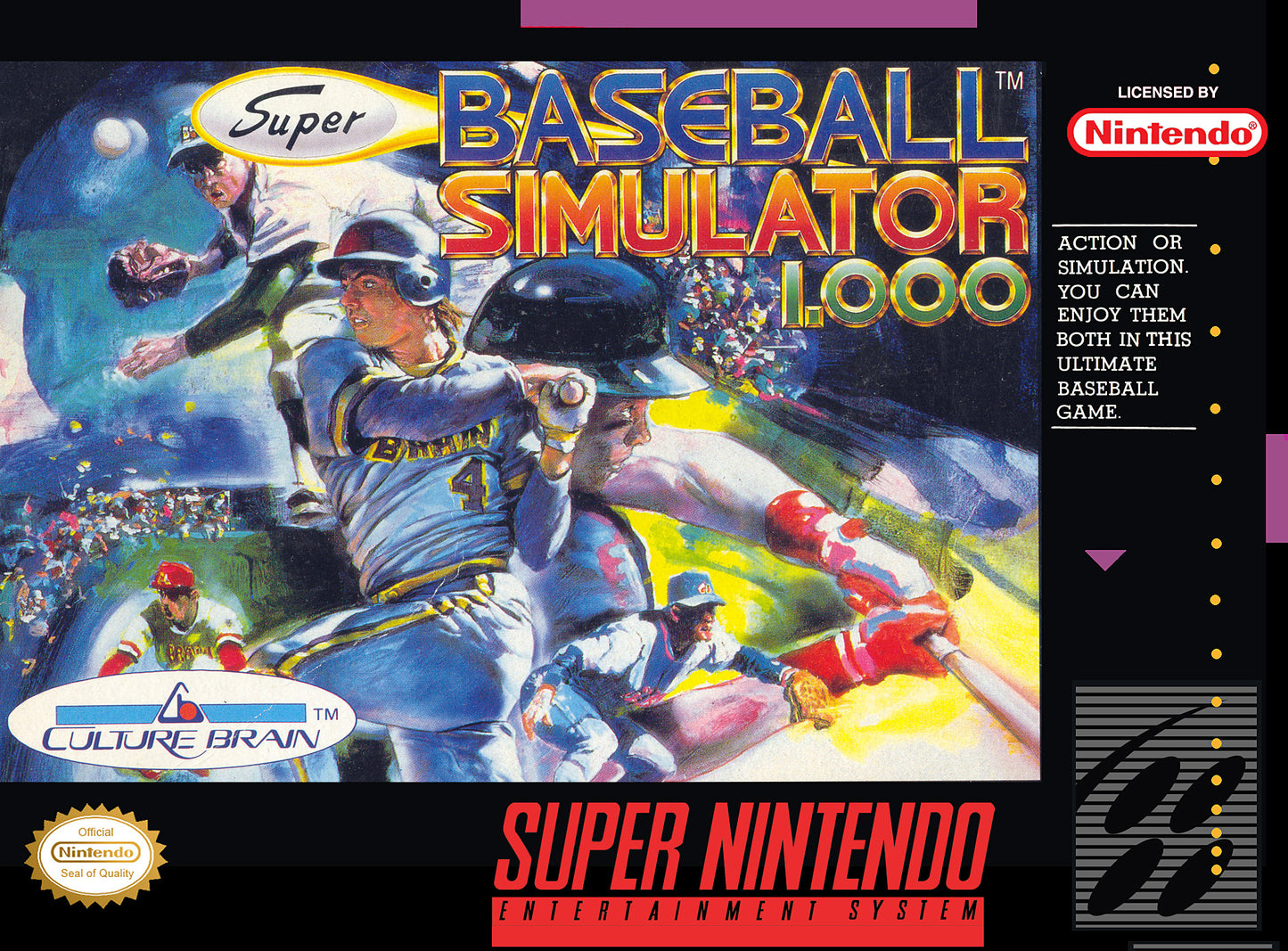 SUPER BASEBALL SIMULATOR 1.000 - SNES (W/BOX & MANUAL)