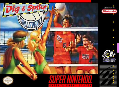 DIG & SPIKE VOLLEYBALL  - SNES (W/BOX & MANUAL)