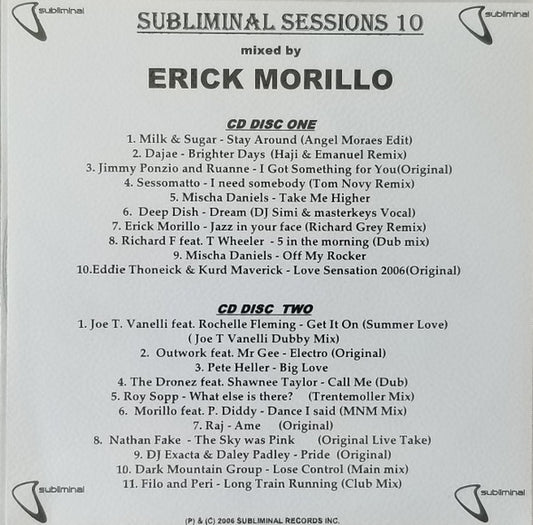 MORILLO, ERICK  - SUBLIMINAL SESSIONS V10