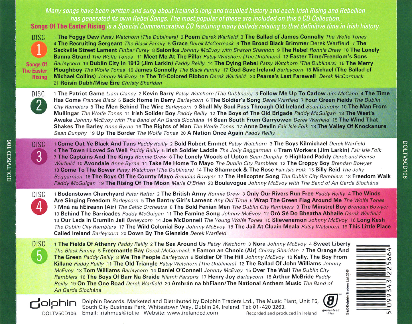 VARIOUS  - 101 SONGS OF IRISH REBELLION (5CDS)