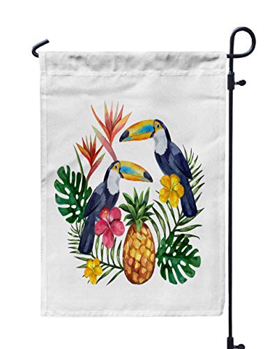 WELCOME GARDEN FLAG,SHORPING 12X18INCH TROPICAL GARDEN WATERCOLOR ILLUSTRATION FOR SUMMNER,SPRING YARD DéCOR BEAUTIFUL (CD)