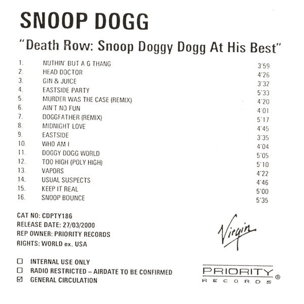 SNOOP DOGG  - DEATH ROW: SNOOP DOGGY DOGG AT..