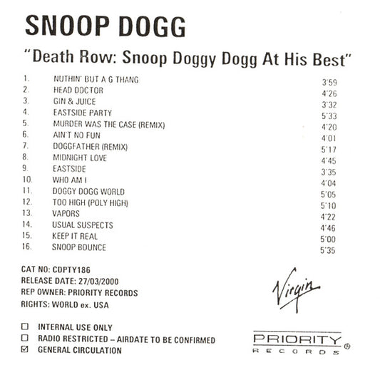 SNOOP DOGG  - DEATH ROW: SNOOP DOGGY DOGG AT..