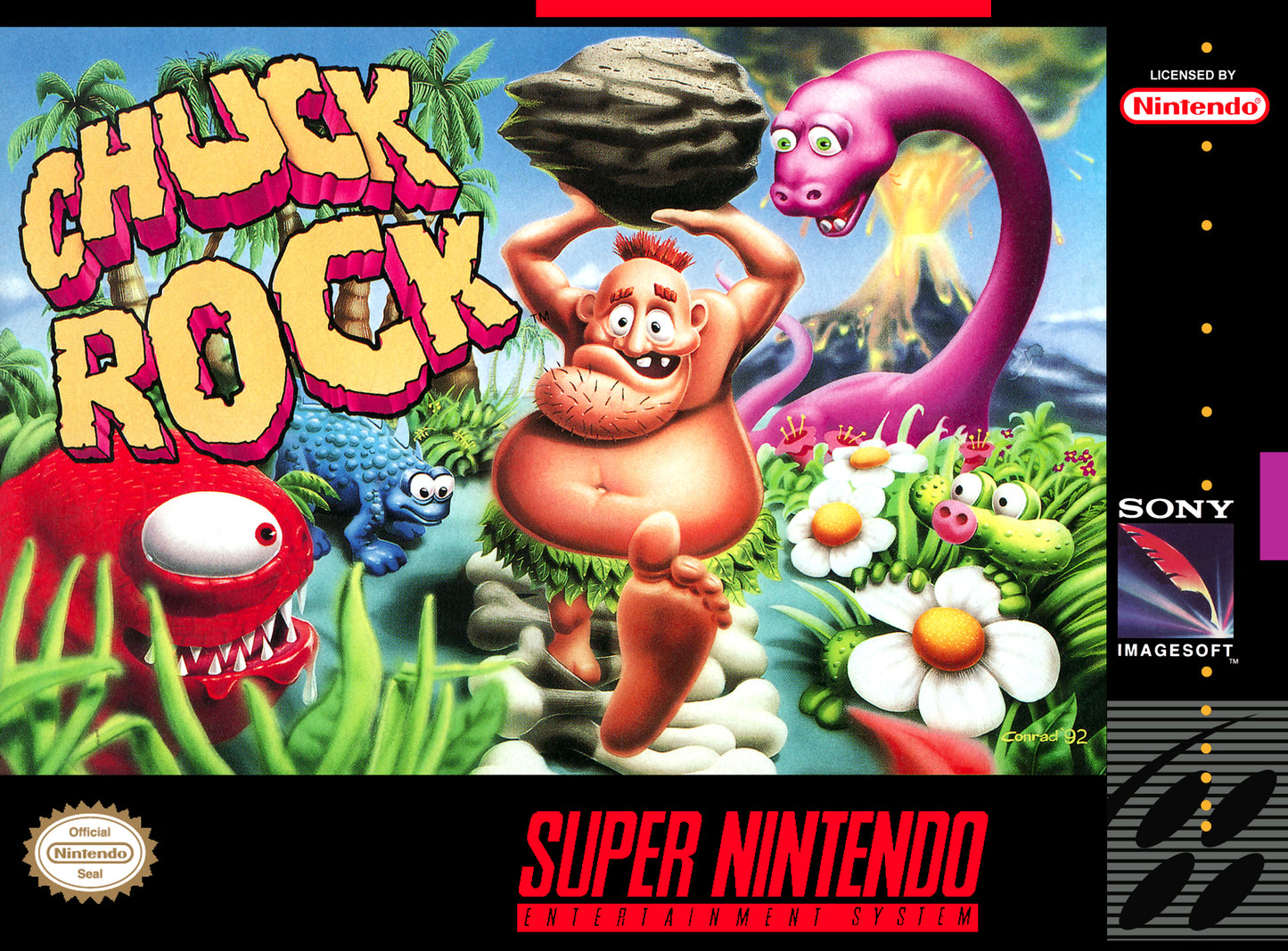 CHUCK ROCK  - SNES (W/BOX & MANUAL)