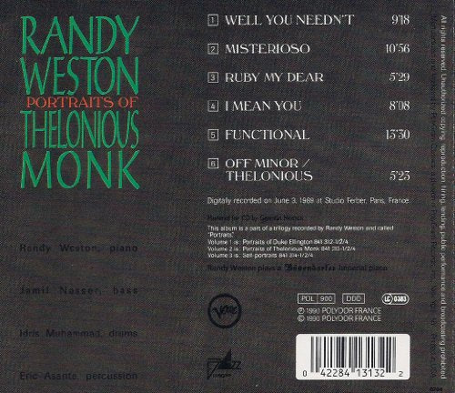 WESTON, RANDY - PORTRAITS OF THELONIOUS MONK