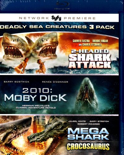 2-HEADED SHARK ATTACK , 2010 MOBY DICK , MEGA SHARK VERSUS CROCOSAURUS - VSC DEADLY SEA CREATURES 3 PACK - BLU-RAY