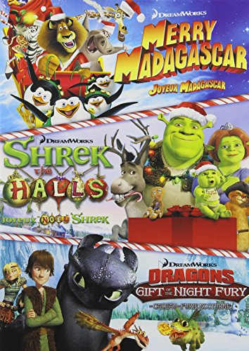 MERRY MADAGASCAR/SHREK THE HALLS/DRAGONS  - DVD-TRIPLE FEATURE