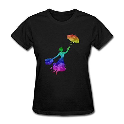 MARY POPPIINS T SHIRT FOR WOMENS BLACK TOPS (L)