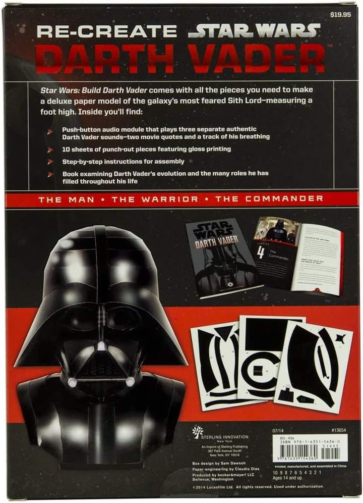 STAR WARS: BUILD DARTH VADER (1' TALL) - DELUXE PAPERMODEL KIT-2015