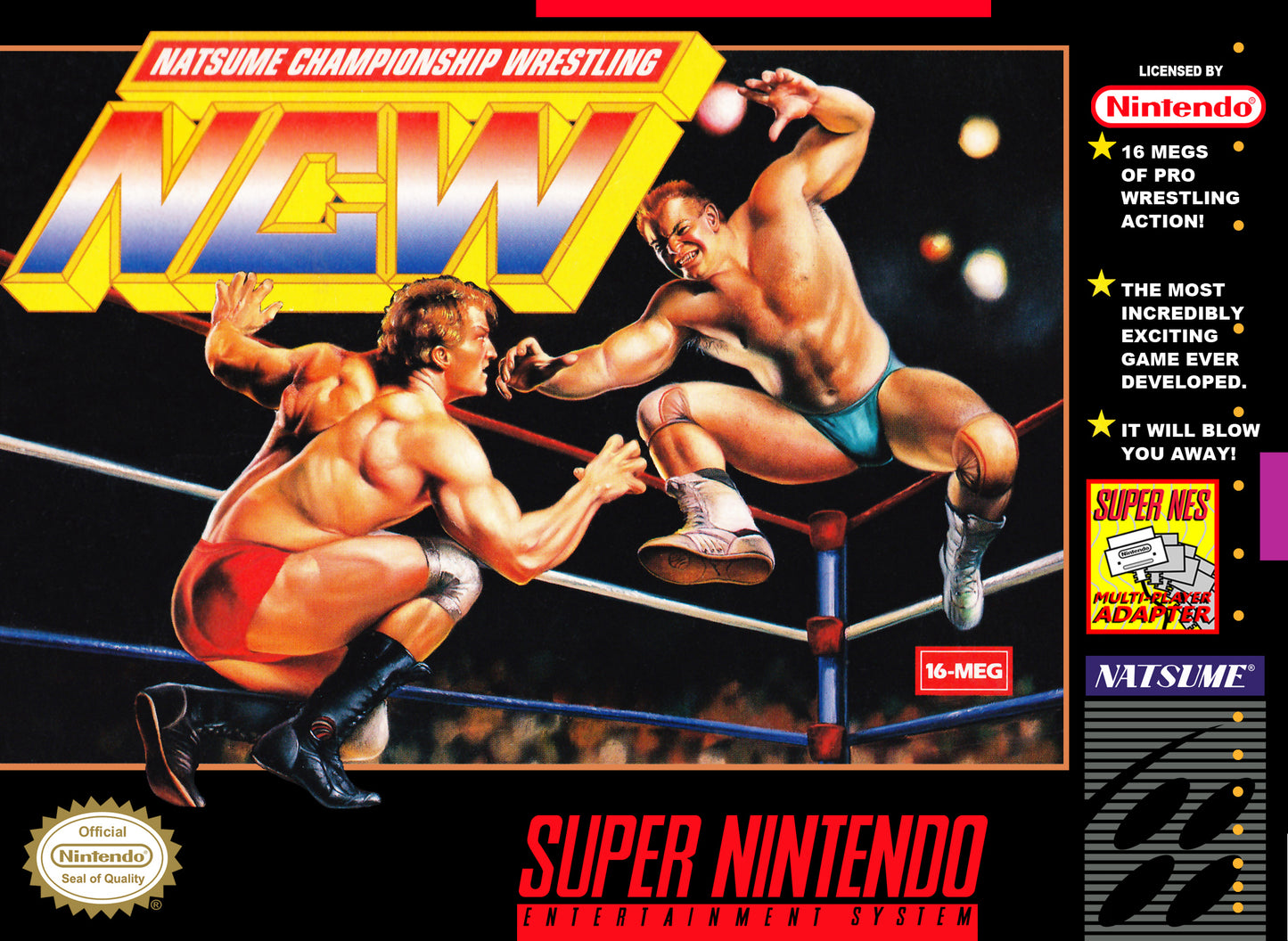 NATSUME CHAMPIONSHIP WRESTLING  - SNES (W/BOX & MANUAL)