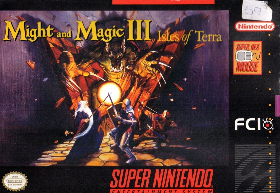 MIGHT & MAGIC III: ISLES OF TERRA  - SNES (W/BOX & MANUAL)