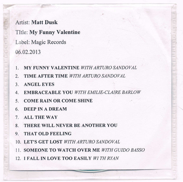 DUSK, MATT  - MY FUNNY VALENTINE (DLX HOLIDAY 3CDS)