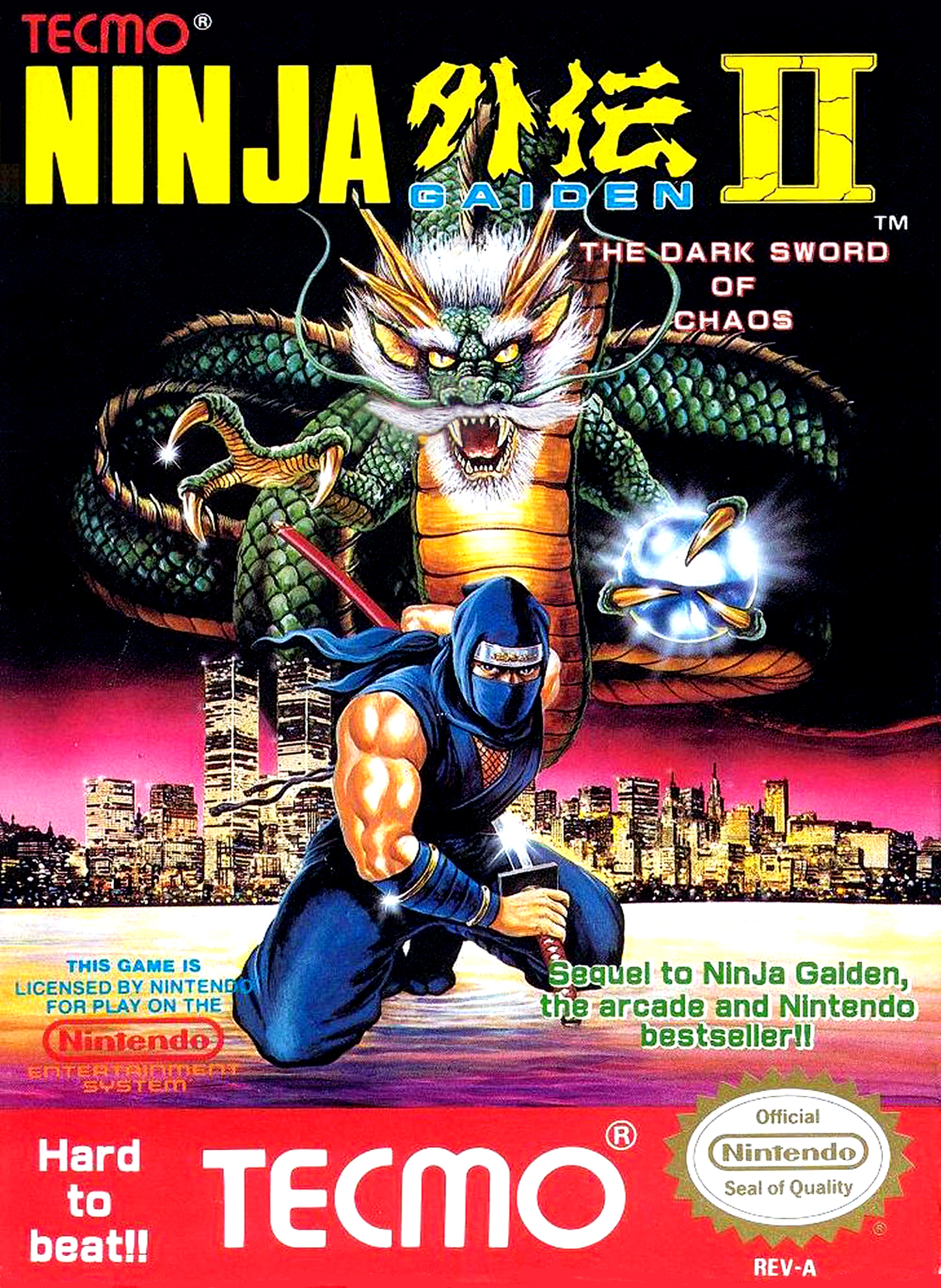 NINJA GAIDEN II: THE DARK SWORD OF CHAOS  - NES (W/BOX & MANUAL)