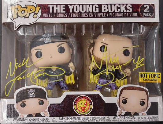 YOUNG BUCKS MATT JACKSON/NICK JACKSON (2 PACK)(PURPLE & GOLD) - FUNKO POP!-EXCLUSIVE-AUTOGRAPHED