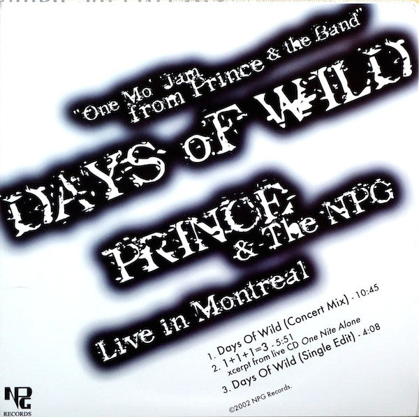 Prince & The NPG - Days Of Wild (Used LP)