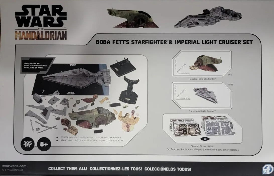 STAR WARS: MANDALORIAN: BOBA FETT'S STARFIGHTER & IMPERIAL LIGHT CRUISER - PAPERMODEL KIT