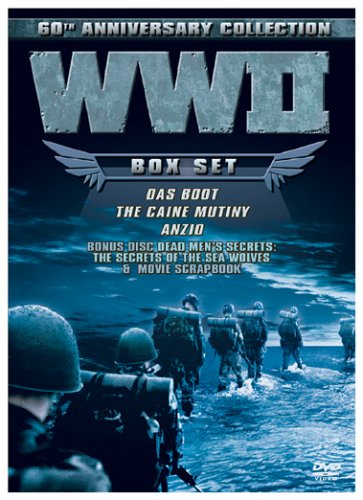 WW II 60TH ANNIVERSARY COMMEMORATIVE BOX SET (DAS BOOT, ANZIO, CAINE MUTINY, DEAD MEN'S SECRET..WITH SCRAPBOOK)