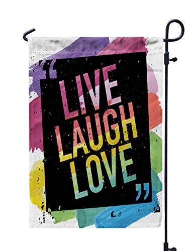 THANKSGIVING GARDEN FLAG,SHORPING 12X18INCH FOR HOLIDAY AND SEASONAL DOUBLE-SIDED PRINTING YARDS FLAGS INSPIRATIONAL SLOGAN DESIGN LIVE LAUGH LOVE (CD)