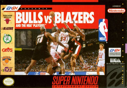 BULLS VS. BLAZERS & THE NBA PLAYOFFS  - SNES (W/BOX)