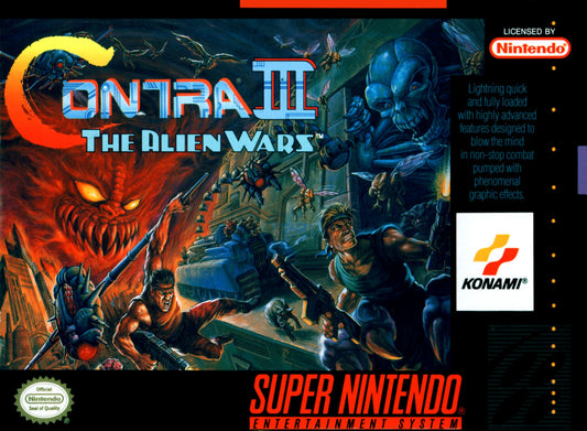 CONTRA III: THE ALIEN WARS  - SNES (W/BOX & MANUAL)