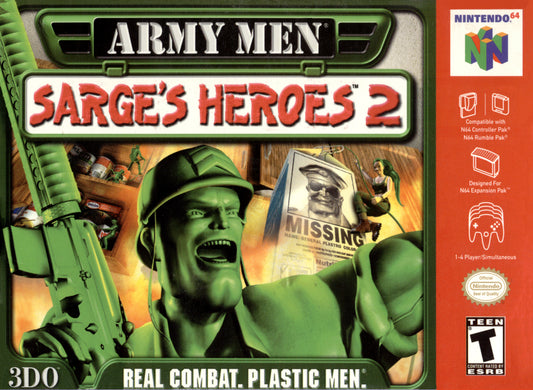 ARMY MEN: SARGE'S HEROES 2  - N64 (W/BOX & MANUAL)