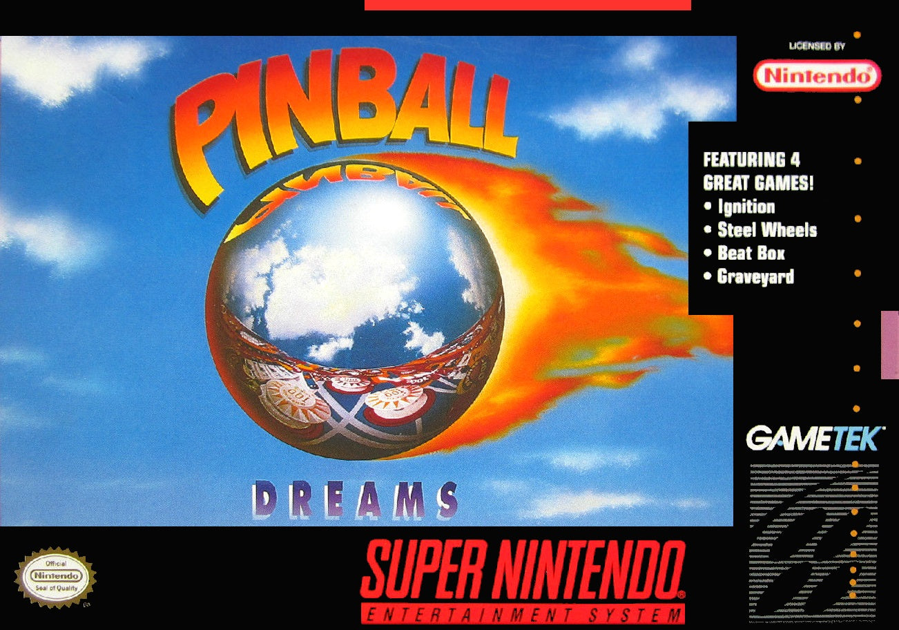 PINBALL DREAMS  - SNES (W/BOX & MANUAL)