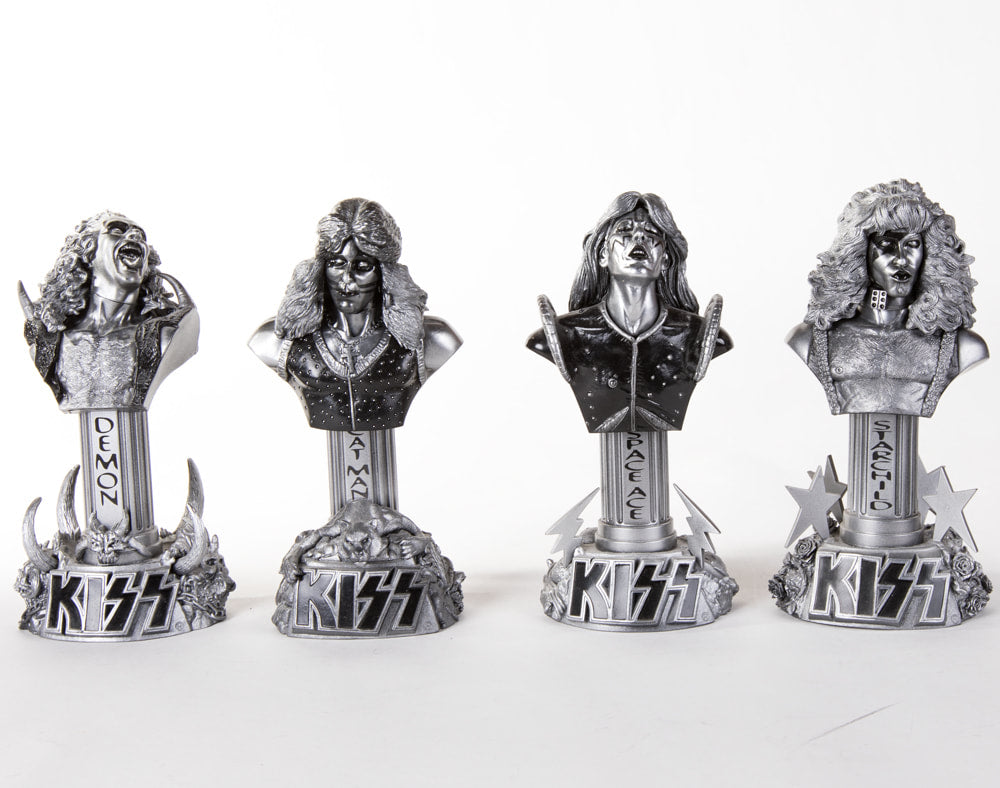 KISS: GENE/PETER/PAUL/ACE (SILVER STATUE - MCFARLANE-BUST-SET OF 4