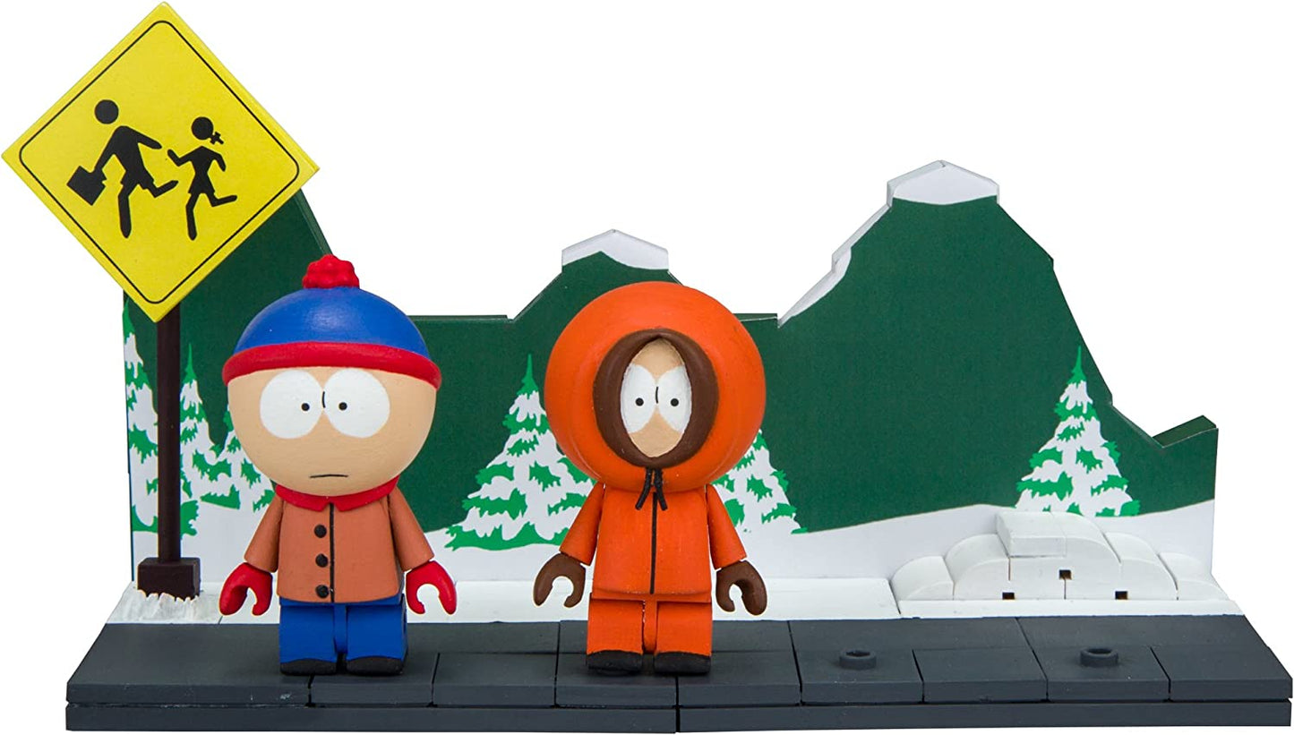 SOUTH PARK: KENNY & STAN W/BUS STOP - MCFARLANE-CONSTRUCTION SET