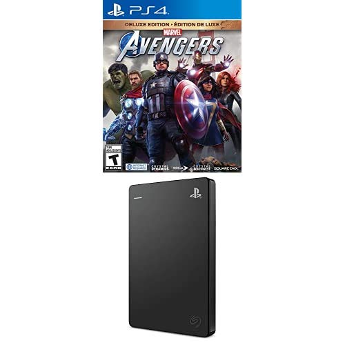 MARVEL'S AVENGERS DELUXE EDITION PLAYSTATION 4 BUNDLE WITH SEAGATE GAME DRIVE FOR PS4 SYSTEMS 2TB