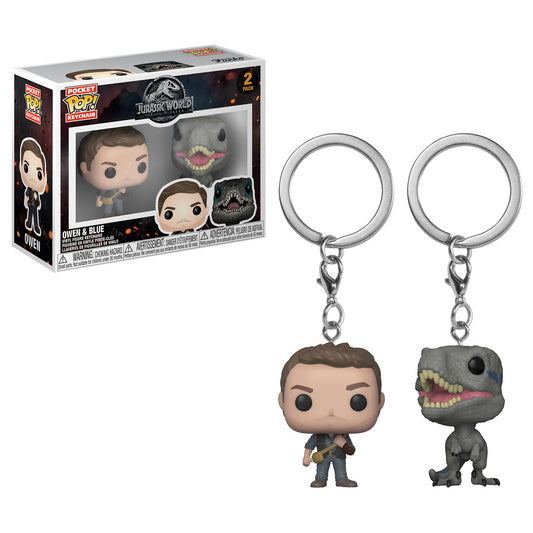JURASIC WORLD: FK: OWEN/BLUE (2 PACK) - POP! KEYCHAIN